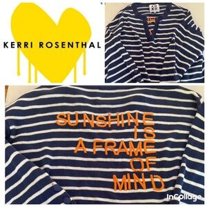 Kerri Rosenthal Striped V-Neck Sweater - “Sunshine is a Frame of Mind”